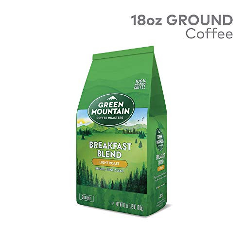 Green Mountain Coffee Roasters Breakfast Blend Ground Coffee, Light Roast, 18 Ounce