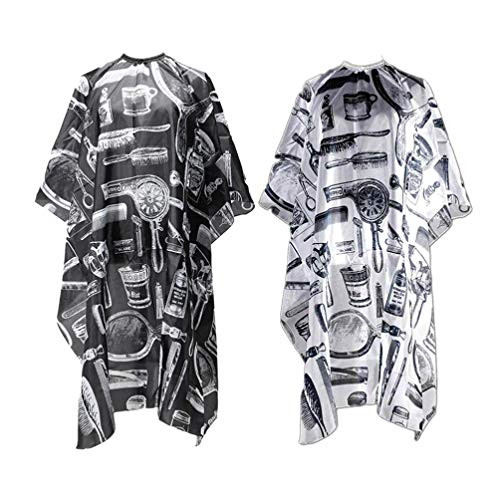 Milisten 2pcs Hair Cutting Cape Waterproof Professional Hair Salon Cape Barber Gown Hairdressing Cape Hair Stylist Capes Hair Perm Apron Black White