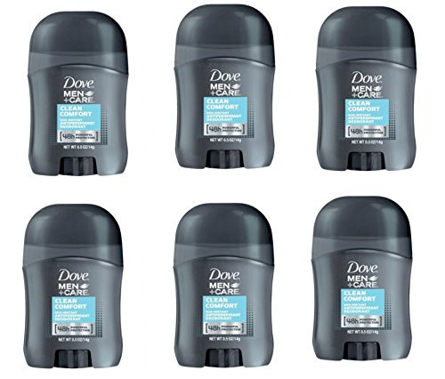 Dove Men  Care Clean Comfort Antiperspirant Deodorant Travel Size 05 Ounce Pack of 6