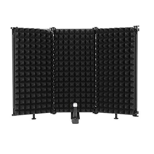 Microphone Isolation Shield  Professional Foldable Adjustable Mic Sound Absorbing Foam Isolator Panel for Any Condenser Microphone Recording Equipment