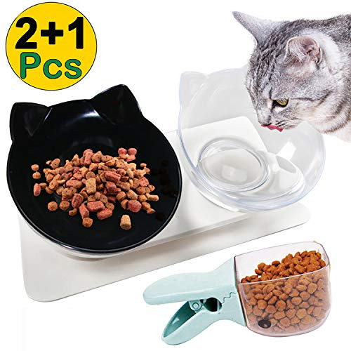 Legendog Cat Bowls15°Tilted Cat Food Bowl Double Cat Dishes Cat Feeder Cat Feeding Bowl Raised with Stand Cat Food Water Bowl for Cats and Small Dog BlackWhite Legendog Cat Bowls15°Tilted Cat Food Bowl Double Cat Dishes Cat Feeder Cat Feeding Bowl Raised with Stand Cat Food Water Bowl for Cats and Small Dog BlackWhite