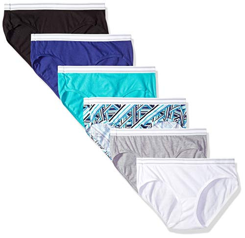 Hanes Womens Cotton Sporty Hipsters with Cool Comfort Wicking Fabric 6 Pack BlueGrey Assortment 7 Assorted