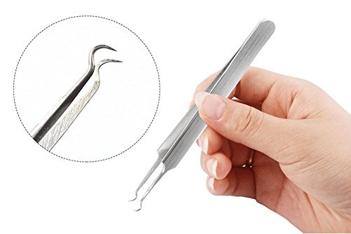 Professional Stainless Steel Bend Cell Clamp Curved Pimple Tweezers Blemish Extractor Tool For Acne Remover Blackheads Whiteheads Professional Stainless Steel Bend Cell Clamp Curved Pimple Tweezers Blemish Extractor Tool For Acne Remover Blackheads Whiteheads