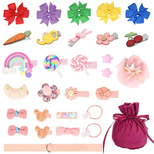 30PCS Hair Clips for Baby Girls Hair Accessories Set for Toddlers Kids Hair Bows Barrettes Hair Elastics Ties with Velvet Gift Bag 30PCS Hair Clips for Baby Girls Hair Accessories Set for Toddlers Kids Hair Bows Barrettes Hair Elastics Ties with Velvet Gift Bag