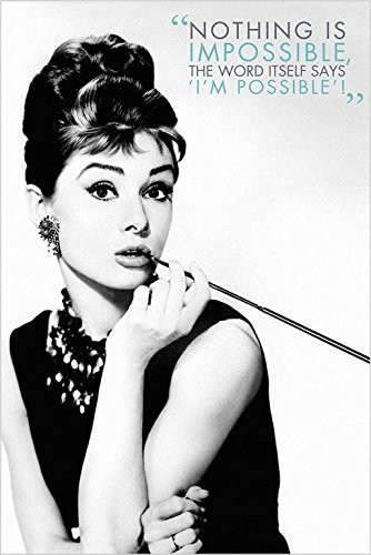 Buyartforless Audrey Hepburn - Nothing is Impossible 36x24 Quote Art Art Poster