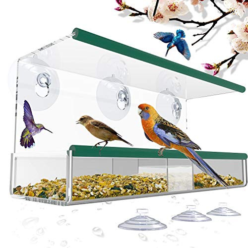 ATOPSUN Window Bird Feeders Bird Feeders for Outside with 3 Extra Strong Suction Cups and Seed Tray Bird Feeder for Outdoors for Finch Cardinal Bluebird Large Outside Hanging Birdhouse Kits ATOPSUN Window Bird Feeders Bird Feeders for Outside with 3 Extra Strong Suction Cups and Seed Tray Bird Feeder for Outdoors for Finch Cardinal Bluebird Large Outside Hanging Birdhouse Kits