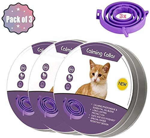 Lopnord Calming Collar for Cats Adjustable Reduce Relieve Anxiety Pheromone Keep Pet Lasting Natural Calm Safe and Waterproof Pheromones Cat Collars Calming Pack of 3