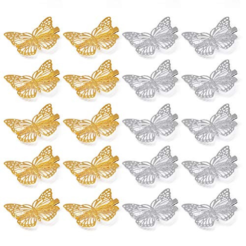 Shangling 20 Pieces Butterfly Hair Clips Metal Butterfly Hair Clamps Claw Pins Butterfly Barrettes for Girls and Women Gold Silver Shangling 20 Pieces Butterfly Hair Clips Metal Butterfly Hair Clamps Claw Pins Butterfly Barrettes for Girls and Women Gold Silver
