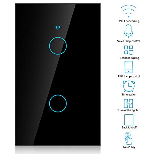 Smart WiFi Switch WiFi Touch Screen Switch Single Circle for Alexa Google 2Way AC 100250V Smart Life APP Remote Control WiFi Touch Screen SwitchBlack