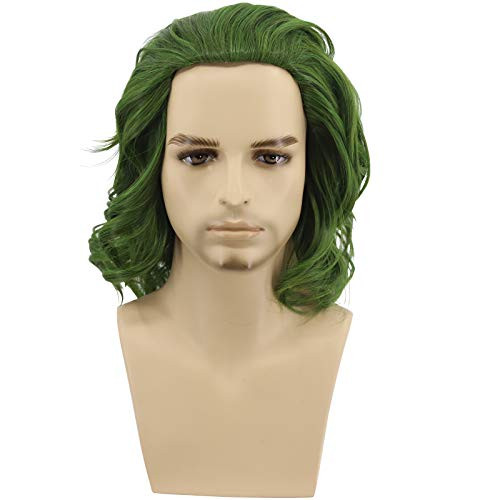 Hulaidywig Mens Wave Green Cosplay Wig Halloween Anime Costume Wigs