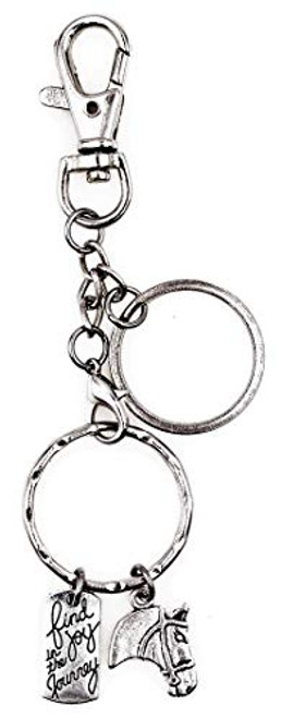 Its All AboutYou! Find Joy in The Journey Horse Equestrian Charm Key Ring Lobster Claw Dog Leash Swivel Hook Clasp Interchangeable Detachable Keychain H113G