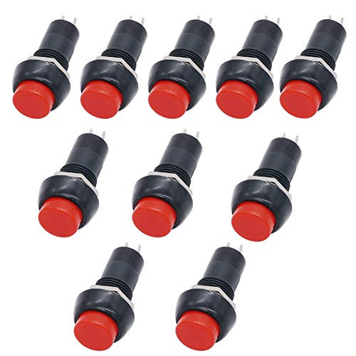 Twidec10Pcs 12mm Thread Normally Open ONOff Latching Push Button Switch 3A 250V 2 Pin Mini SelfLock Red Switch PBS11AR