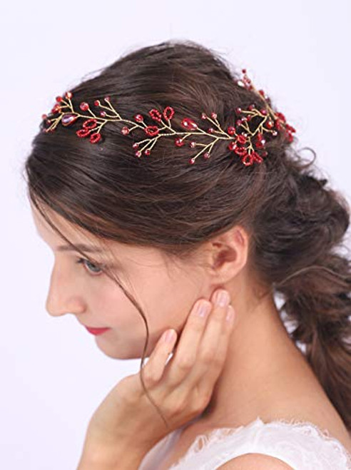 Anglacesmade Bridal Headband Red Crystal Hair Vine Ruby Headpiece for Brides Bridesmaid Wedding Prom Festival Hair Accessories for Women and Girls Anglacesmade Bridal Headband Red Crystal Hair Vine Ruby Headpiece for Brides Bridesmaid Wedding Prom Festival Hair Accessories for Women and Girls
