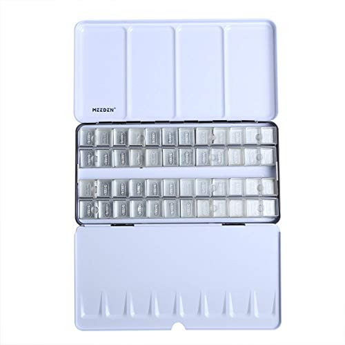 MEEDEN Empty Watercolor Tins Palette Paint Case Metal Box with 48 Transparent Half Pans