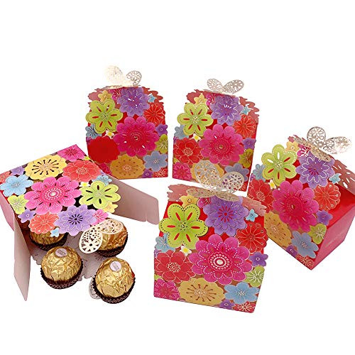 Party Favor BoxesFlower Butterfly Candy Boxes Laser Cut Candy Boxes Colorful Gift Boxes for Wedding Bridal Shower Anniverary Birthday Party 20 PCS