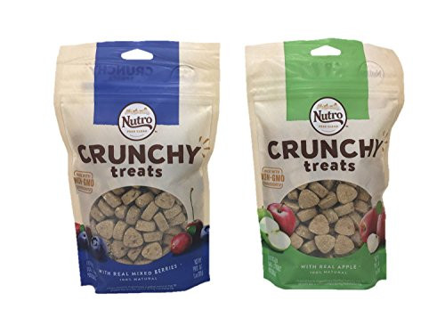 Nutro Feed Clean Crunchy Dog Treats Bundle of 2 Flavors Real Mixed Berries and Real Apple 10oz Each