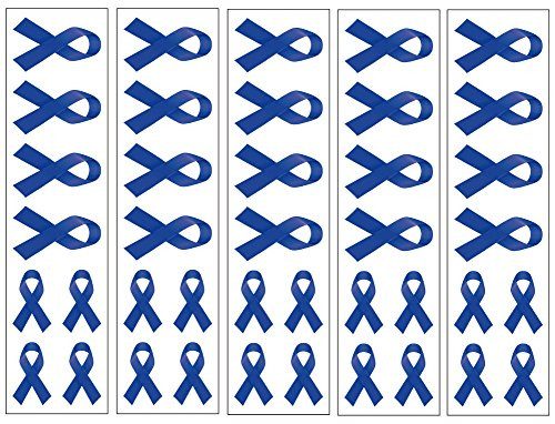 40 Dark Blue Ribbon Temporary Tattoos Colon Cancer Awareness Tattoo