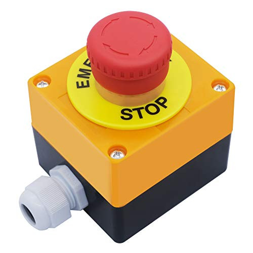 mxuteuk 22mm 2 NC Red Mushroom Emergency Stop Push Button Switch AC 660V 10A Switch Station Box ?3 Years Warranty LA3602ZSBOXY