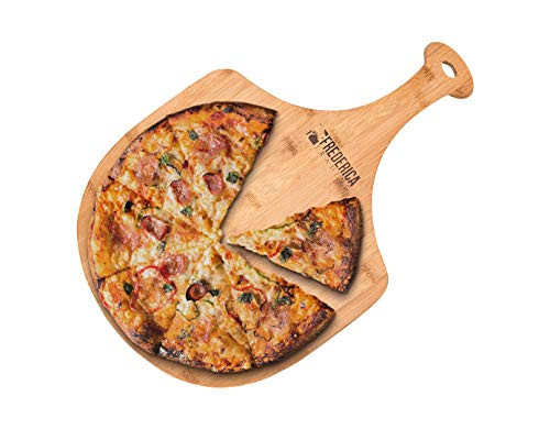 Bamboo Wooden Pizza Peel Paddle  Premium Organic Bamboo Pizza Spatula Paddle  Cutting Board with Handle For Pizzas Bread Baking Fruit and Cheese Serving Tray
