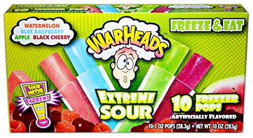 Warheads Extreme Sour Single Box 10 Freezer Popsicles Flavors Watermelon Blue Raspberry Apple Black Cherry Warheads Extreme Sour Single Box 10 Freezer Popsicles Flavors Watermelon Blue Raspberry Apple Black Cherry