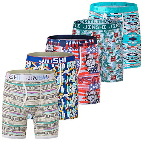 The Boxer for Men Pack 3D Pouch Classic Open Fly No Ride up 6 Long Leg Boxers Ultra Soft Underpants