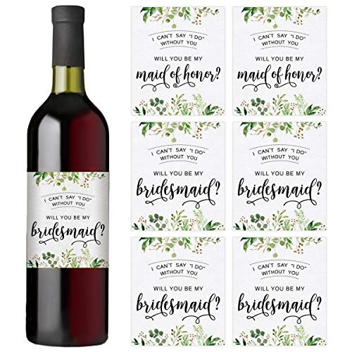 I Cant Say I Do Without You | Set of 7 Wine Bottle Labels | 2 Maid of Honor Labels and 5 Bridesmaid Labels