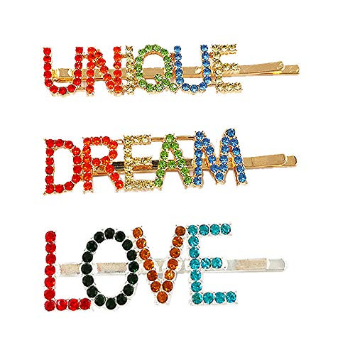 Sparkle Letters Hair Clips Bling Luxury Crystal Rhinestones Letter Bobby Pins Word Hair Pins for Women Ladies Girls Multicolour Headwear Barrette Tools Hair Accessories