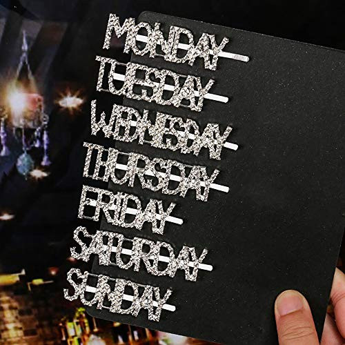 SWCCT Sparkly Letter Hair Clip Word Barrettes Pins Crystal Bobby Pins Bling Handmade Luxury Rhinestones Hair Jewellery Headwear Accessories Jewelry for Women Girls Week