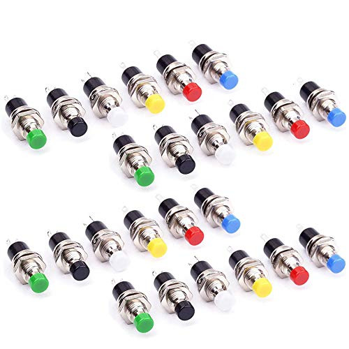 GTIWUNG 24Pcs 1A 250V AC 2Pins SPST Momentary Mini Push Button Switch Normal Open Mini Momentary Push Button Switch 7mm for Arduino DIY