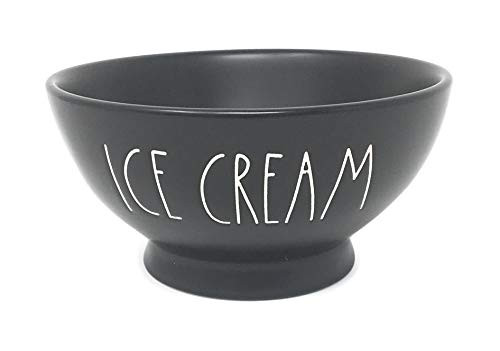 Rae Dunn By Magenta ICE CREAM Black Ceramic LL Cereal Bowl With White Letters