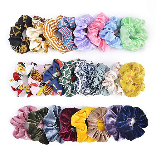 24pcs Hair ScrunchiesCehomi Velvet Chiffon Satin Elastic Hair Bands Scrunchie Hair Ties Ropes Scrunchy for Women Girls Hair Accessories 24pcs Hair ScrunchiesCehomi Velvet Chiffon Satin Elastic Hair Bands Scrunchie Hair Ties Ropes Scrunchy for Women Girls Hair Accessories