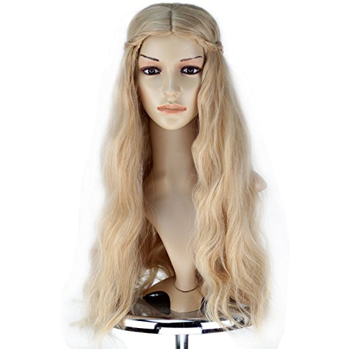 Girl Princess Wig Long Blonde Wavy Hair with Braid Cosplay Costume Wig