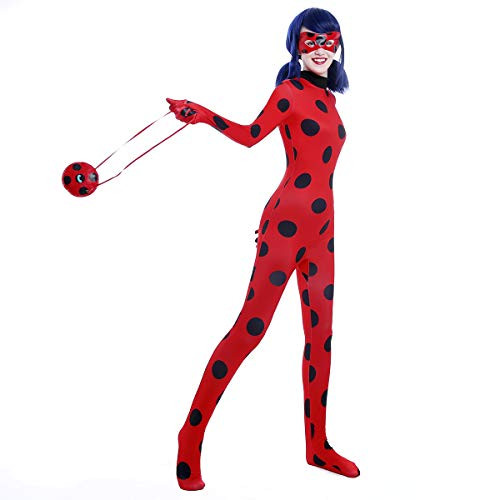 iCos Red Cosplay Costume Halloween Girl Jumpsuit Adult Child Teens Little Beetle Suit Outfit