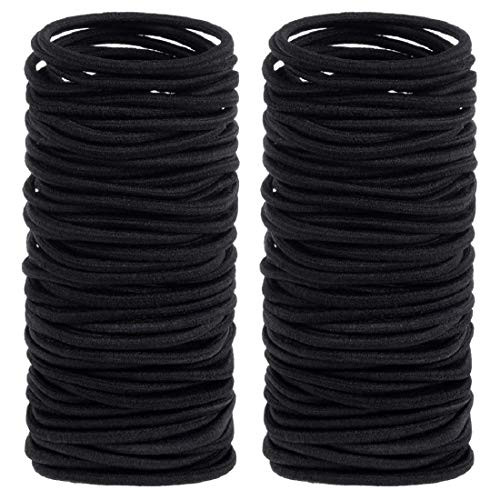 Black Hair Elastic Ties for Thick and Curly 120 pcs No Metal Hair Ties Bands Elastic Ponytail Holders Value Pack for Women Girls and Men 4mm Black Hair Elastic Ties for Thick and Curly 120 pcs No Metal Hair Ties Bands Elastic Ponytail Holders Value Pack for Women Girls and Men 4mm