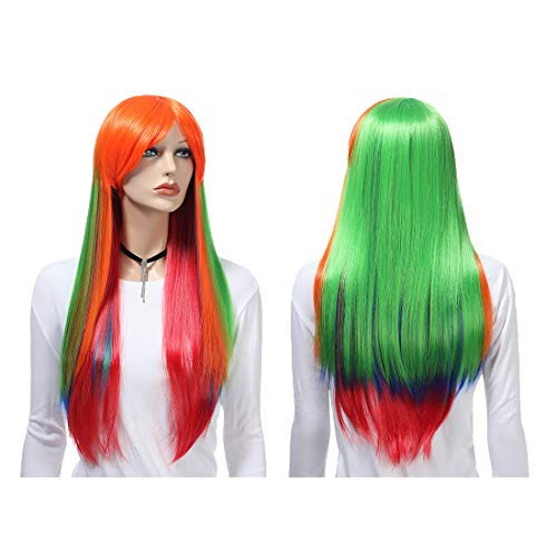 Wigood 28 Colorful Long Straight Cosplay Wig Rainbow Wigs Anime Costume Party Wigs with Free Wig Cap for Women 
 Wigood 28 Colorful Long Straight Cosplay Wig Rainbow Wigs Anime Costume Party Wigs with Free Wig Cap for Women