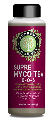 Supre Myco Tea All Natural Compost Tea Concentrate by Supreme Growers Beneficial Bacteria and Fungi With Bacillus Mycorrhizae Trichoderma to Enhance Soil 5oz Bottle Makes 29 Gallons