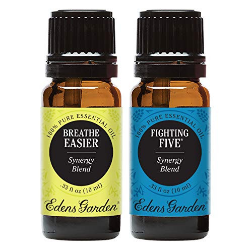 Edens Garden Breathe Easier  Fighting Five Essential Oil Synergy Blend 100 Pure Therapeutic Grade Highest Quality Aromatherapy Oils 10 ml Value Pack