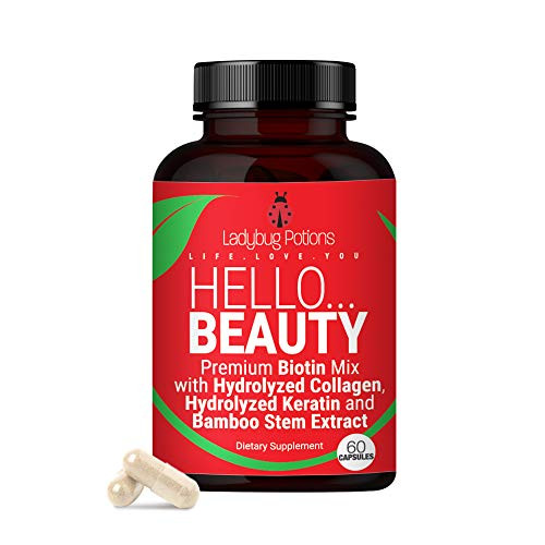 Hello Beauty Hair Skin and Nails Vitamins Biotin Vitamins for Hair Skin and Nails Collagen Capsules with Biotin 5000mcg 60 Capsules Ladybug Potions Hello Beauty Hair Skin and Nails Vitamins Biotin Vitamins for Hair Skin and Nails Collagen Capsules with Biotin 5000mcg 60 Capsules Ladybug Potions