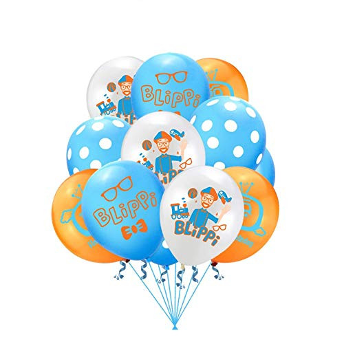 50PCS Blippi BollonsBlippi Party Supplies For Blippi Birthday Party DecorationsBlue Orange White Balloon Theme Ballons for Kids