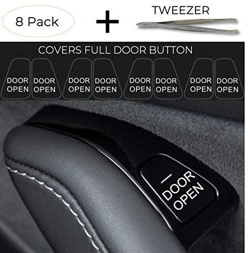 RE Goods Tesla Model 3 and Y Door Button Sticker  Door Open Exit Sticker for Model 3 and Y Tesla with Tweezer Included Set of 8 Pcs