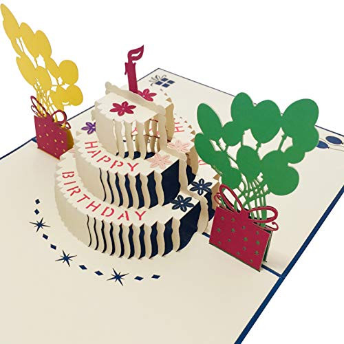 Happy Birthday Cake Pop Up Card by DEVINE Popup Cards  3D Birthday Card for Kids Son Dad  Pop Up Greeting Cards Pop Up Birthday Cards for Men Husband Son Boyfriend 3D Cards Pop Up Cards Love Funny