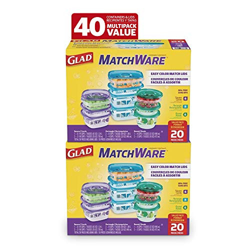 Glad Matchware Value Pack Food Storage Containers Pack20 Count Clear