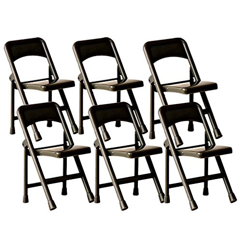 Black Plastic Toy Folding Chairs for WWE Wrestling Action Figures (Set of 6)