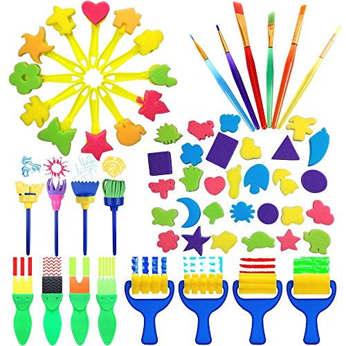 60PCS Paint Foam Sponges Painting Brushes Drawing Tools Painting Kits for Kids Early Art Craft DIY Learning 60PCS Paint Foam Sponges Painting Brushes Drawing Tools Painting Kits for Kids Early Art Craft DIY Learning