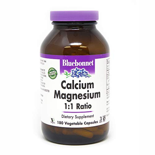 BlueBonnet Calcium Magnesium 11 Ratio Vegetarian Capsules 180 Count White BlueBonnet Calcium Magnesium 11 Ratio Vegetarian Capsules 180 Count White
