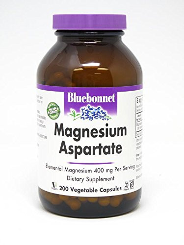 Bluebonnet Nutrition Magnesium Aspartate 400 mg 200 Vegetarian Capsules