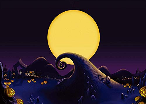 AIIKES 7x5ft Halloween Pumpkin Backdrop The Nightmare Before Christmas for Nightmare Before Moon Themed Photography Background Birthday Baby Shower Photo Backdrop Studio Pictures Party 11640
