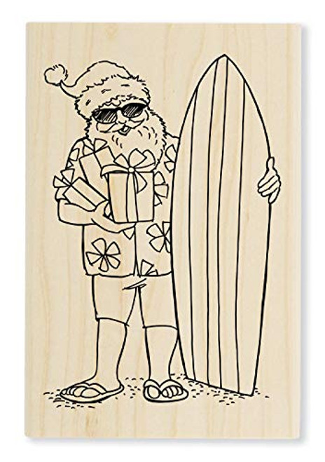 Stampendous Surfing Santa Rubber Stamp