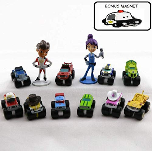 Blaze and the Monster Machines Toppers  Premium Cake Topper Figurines  Monster Trucks Cake Decor  Blaze Kids Party  Set of 12 Cake Toy Toppers  Magnet Bonus  Party Favors  Cake Ornaments