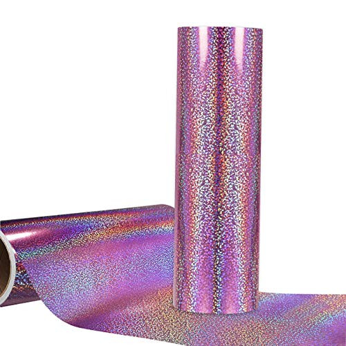 Holographic Pink Adhesive Vinyl Roll Permanent Craft Vinyl for Signs Letters 12x6ft